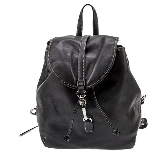 Rare Vintage Coach Legacy Studio 09368 Black Leather Drawstring Backpack  Purse